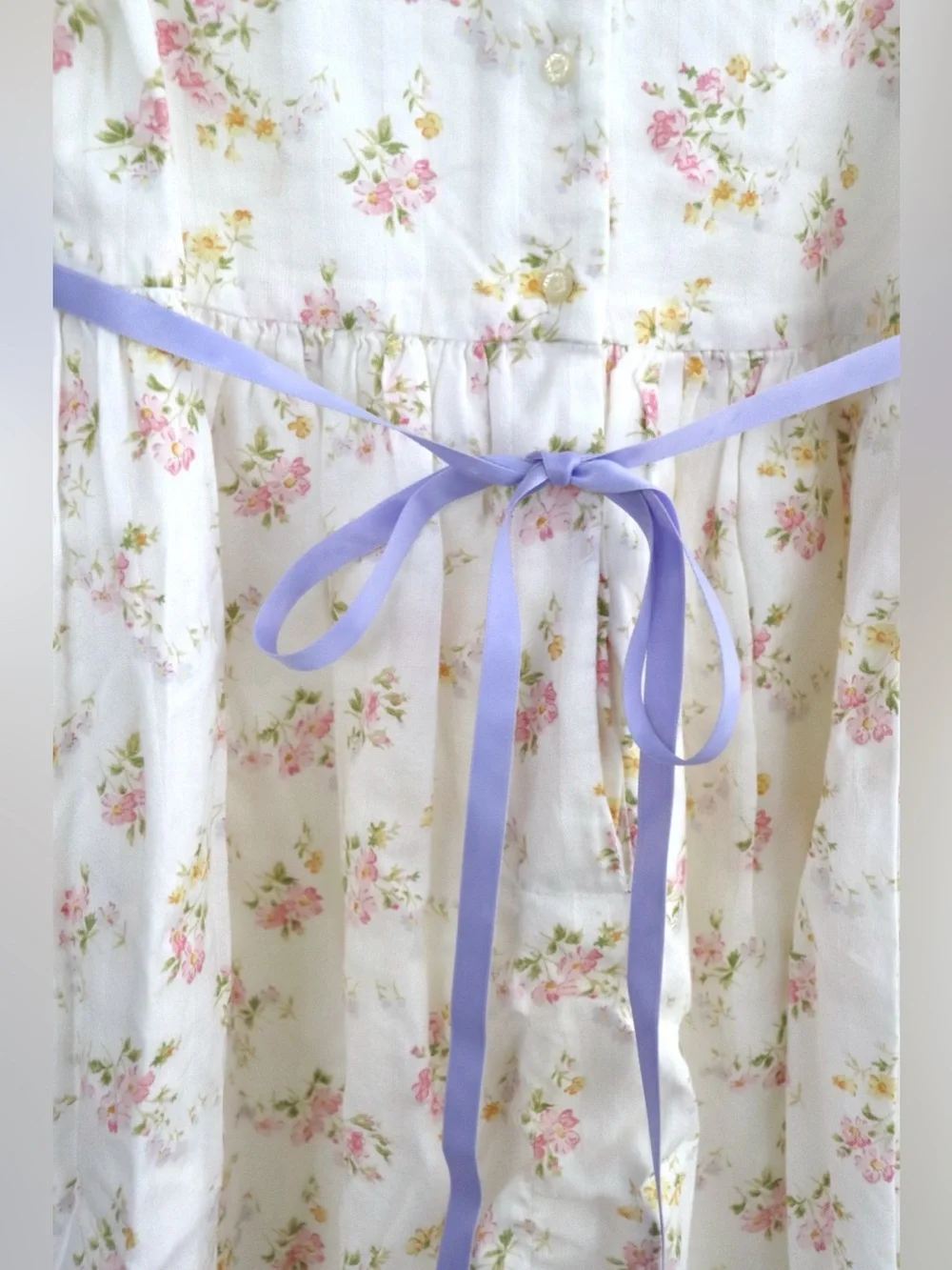 Ralph Lauren Vintage Toddler Dress White Sleeveless Pink Dainty Floral 3/3T